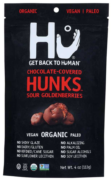 HU: Chocolate Covered Hunks Sour Golden Berries, 4 oz New