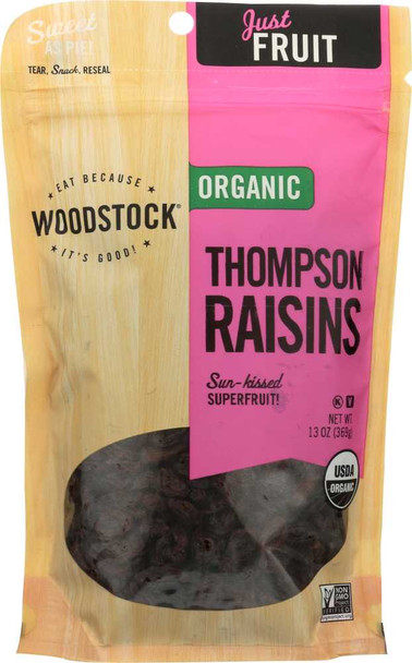 WOODSTOCK: Raisins Thompson Organic, 13 oz New