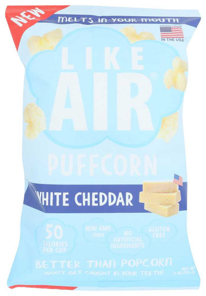LIKE AIR: White Cheddar Baked Puffcorn, 4 oz New