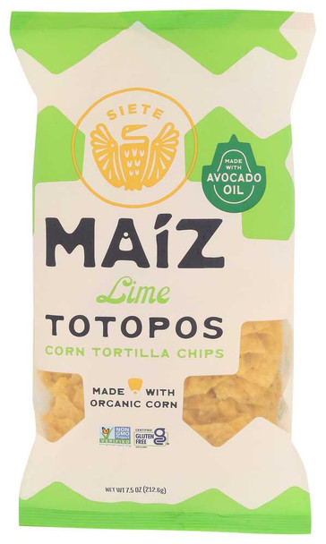 SIETE: Maiz Totopos Lime Tortilla Chips, 7.5 oz New
