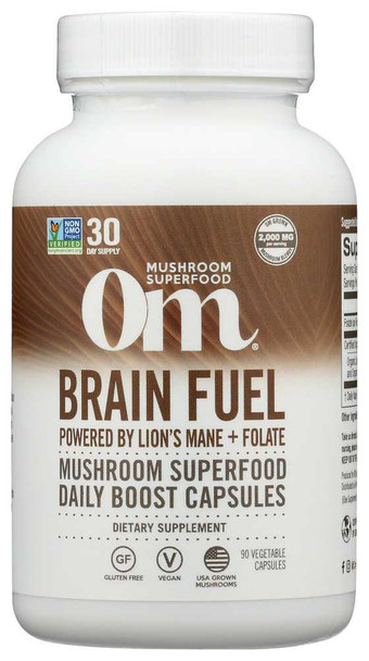 OM ORGANIC MUSHROOM NUTRITION: Brain Fuel Lions Mane Folate, 90 cp New