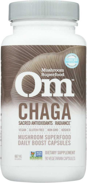 ORGANIC MUSHROOM NUTRITION: Om Chaga Mushroom Superfood Capsule, 90 cp New