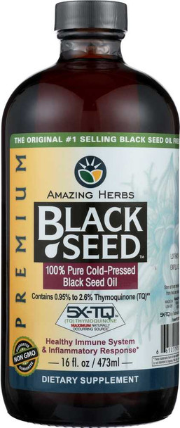 AMAZING HERBS: Oil Black Seed Premium, 16 oz New