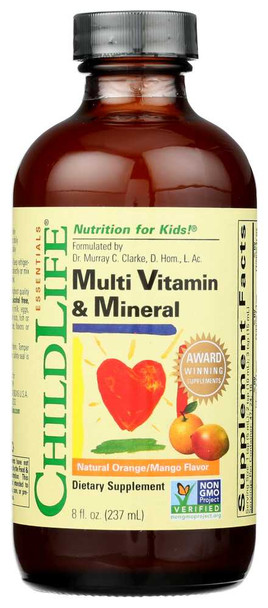 CHILDLIFE ESSENTIALS: Multi Vitamin and Mineral Natural Orange Mango Flavor, 8 oz New