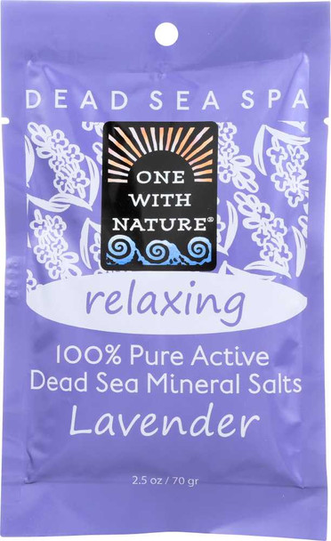 ONE WITH NATURE: 100% Pure Active Dead Sea Minerals Salts Relaxing Lavender, 2.5 oz New
