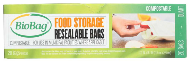 BIOBAG: Bag Food Strong Quart Size, 20 bg New