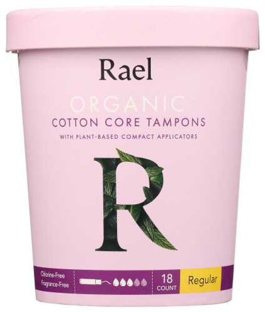RAEL: Tampons Reg Cotton Org, 18 ea New