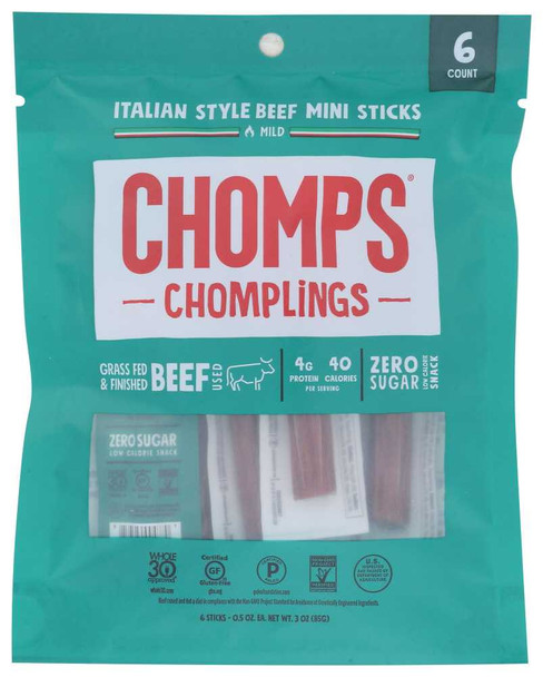 CHOMPS: Italian Style Beef Chomplings 6Ct, 3 oz New