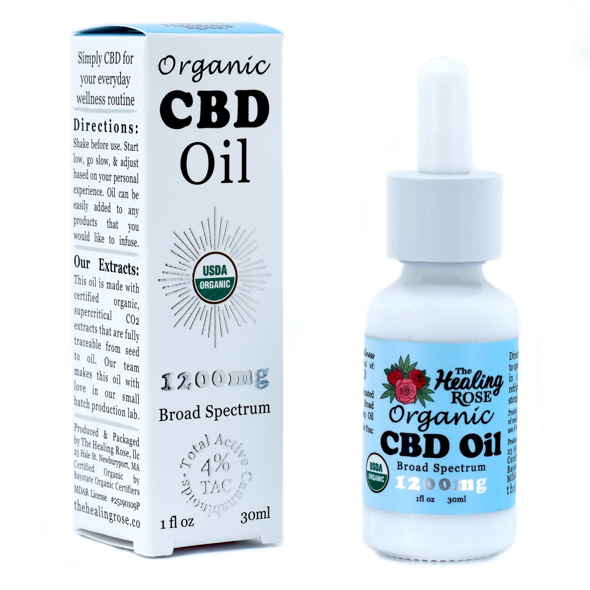Organic broad spectrum CBD oil 1200mg no detectable THC by The Healing Rose
