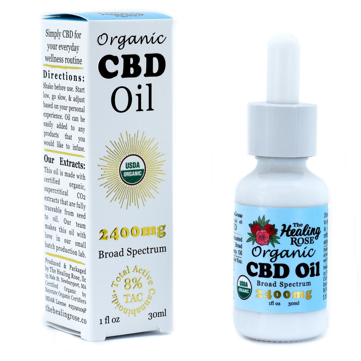 Organic broad spectrum CBD oil 2400mg no detectable THC by The Healing Rose