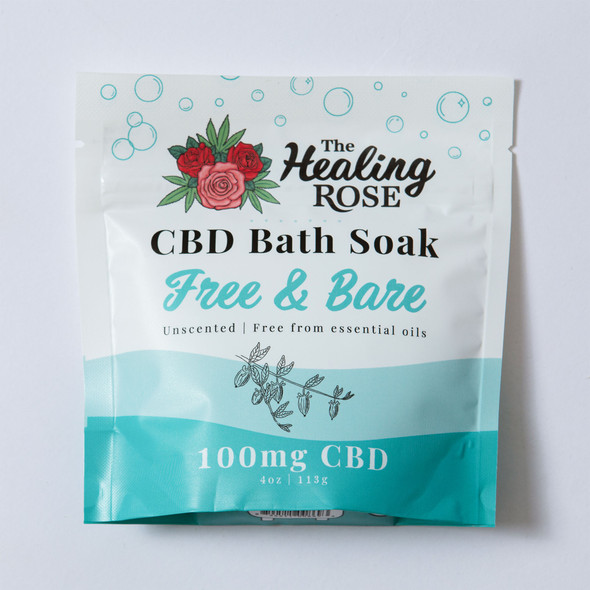 Free and Bare Unscented CBD Epsom salt bath soak 100mg by The Healing Rose
