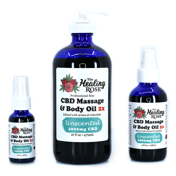 Organic sweet plum full spectrum CBD massage oil 1000mg velvet finish by The Healing Rose