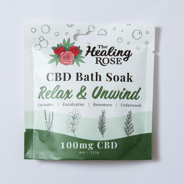 Relax and Unwind CBD Dead Sea salt bath soak 100mg by The Healing Rose