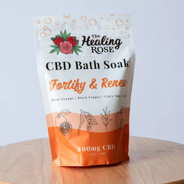 Fortify and Renew CBD Epsom salt 12oz bath soak 300mg by The Healing Rose