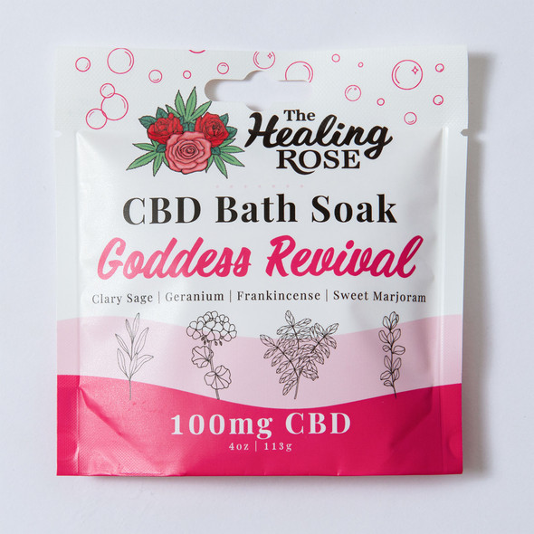 Goddess Revival CBD pink Himalayan salt bath soak 100mg by The Healing Rose