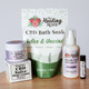 The Healing Rose Orange Lavender CBD bundle with Relax & Unwind bath soak, Orange Lavender salve, Lavender massage oil, and Orange Lavender lip balm