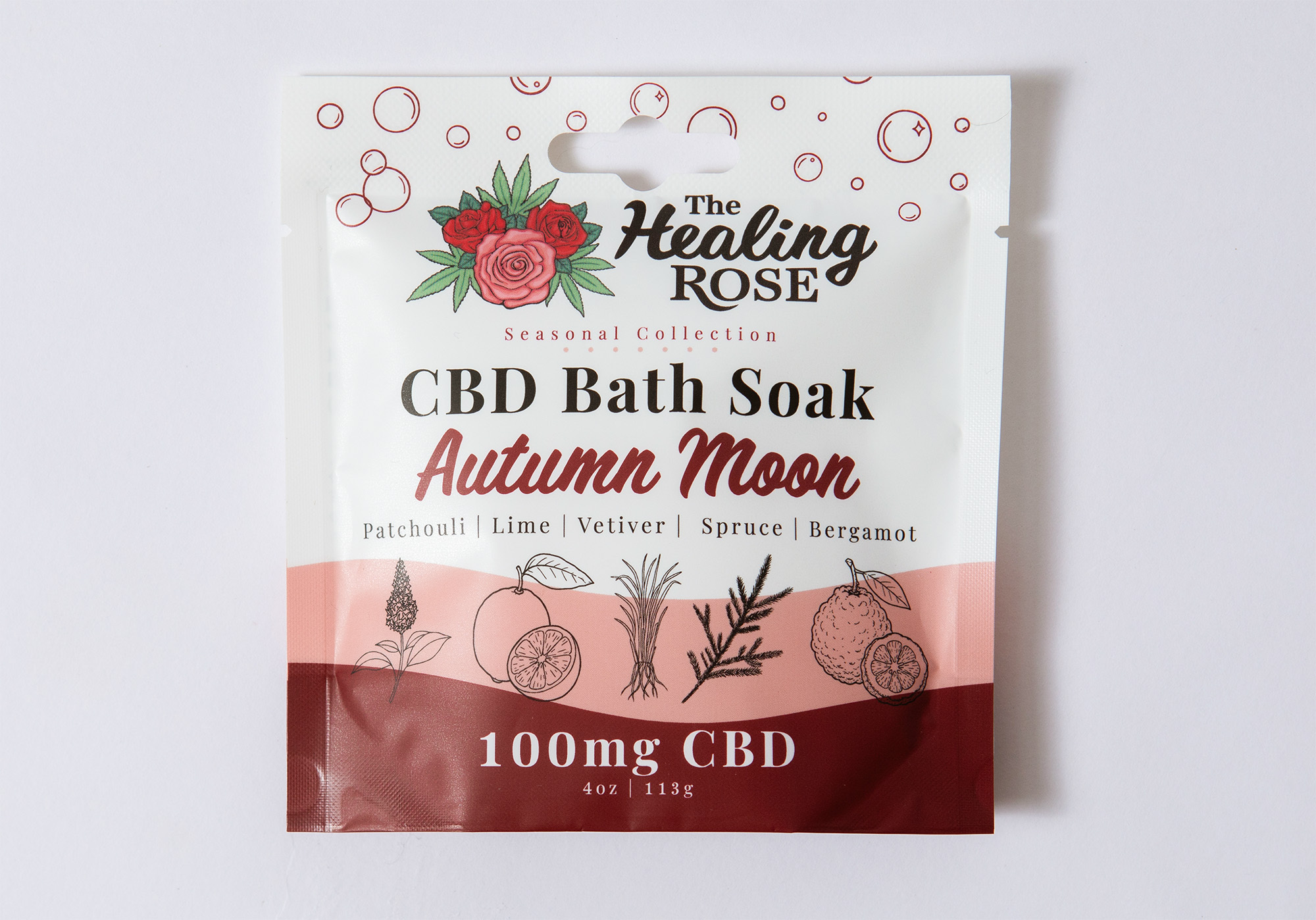 Autumn Moon CBD Bath Soak in a patchouli, lime, vetiver, spruce and bergamot blend