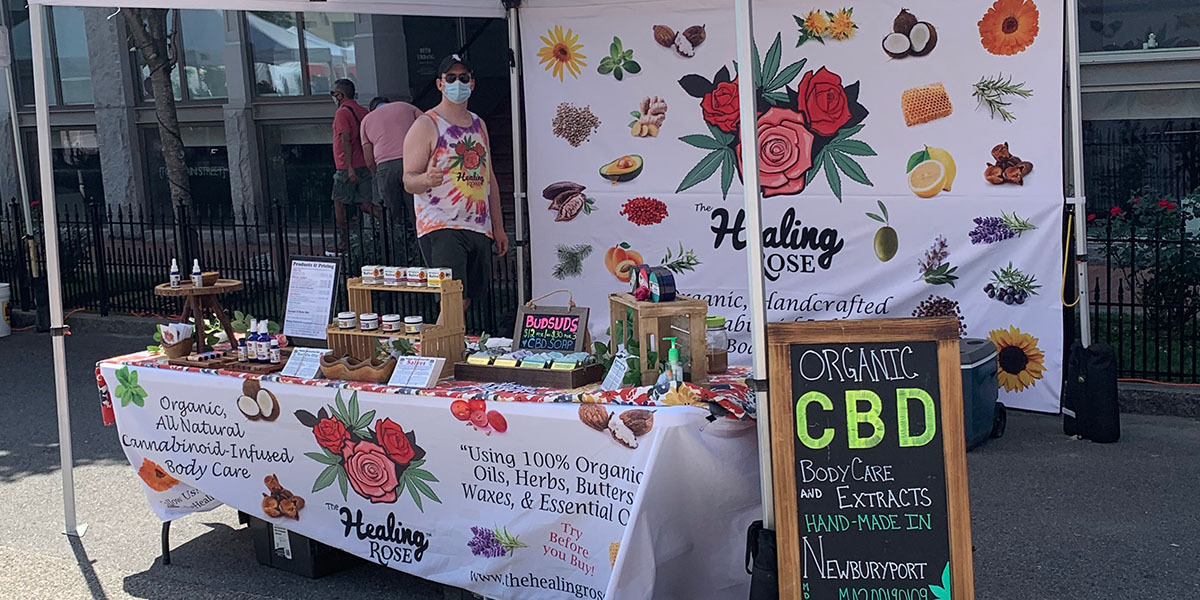 The Healing Rose booth outdoors at SoWa Boston, August 2020