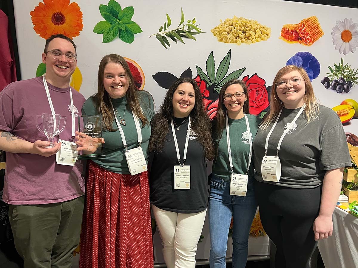 The Healing Rose team with two NECANN awards, March 2023