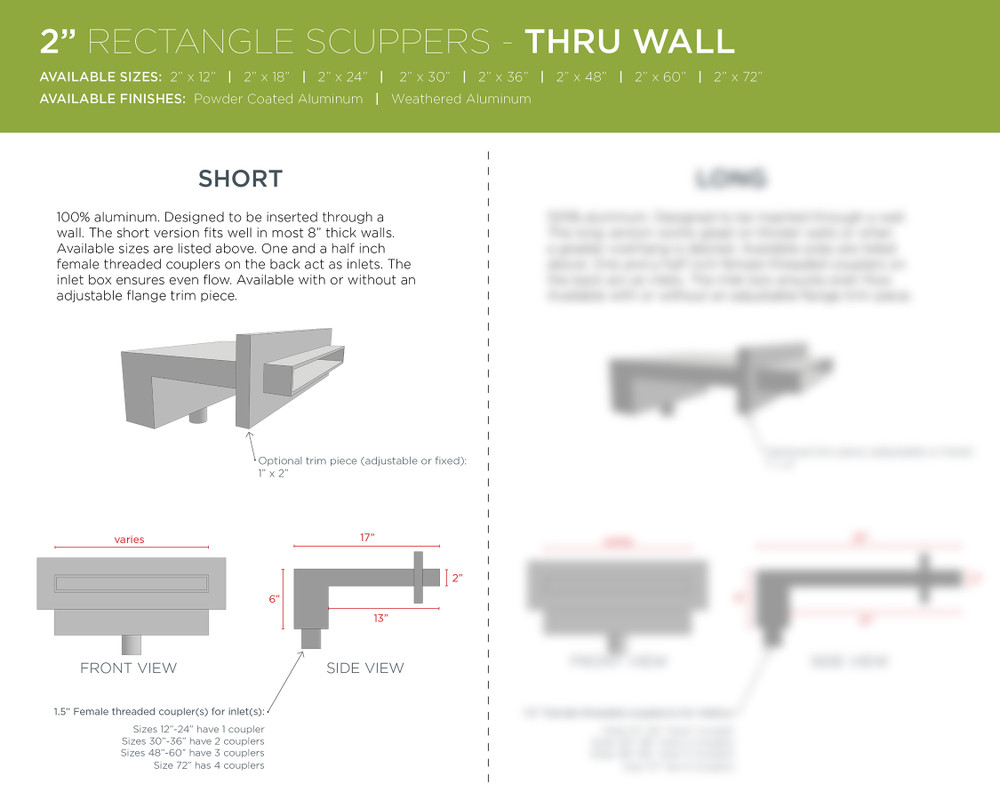 2"RectangleScupper-ThruWall-Short