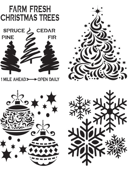 Belles and Whistles Holiday Joy - Stencil provides an extra decorative touch to any project!
The full layout of Holiday Joy Stencil.