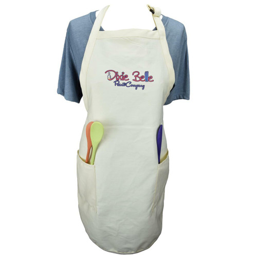 Dixie Belle Paint Dixie Belle Paint Company Apron
Image of Dixie Belle Paint Company Apron ona blue shirt on a white background.