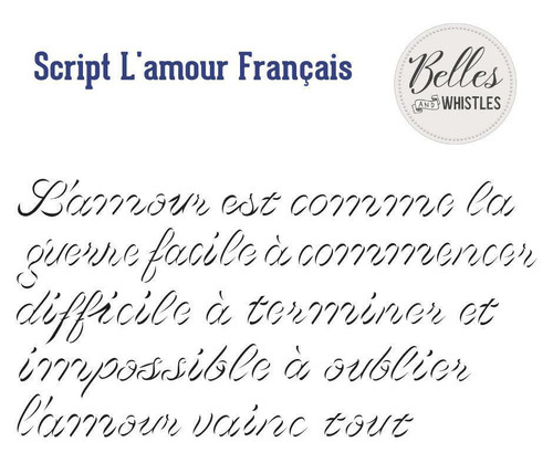 Belles and Whistles Script d'amour Français Small- Stencil 
