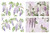 Image of Wisteria Spring Transfer. 4 sheet of Wisteria flowers, on one side its purple Wisteria Flowers on branches with some leaves around on a white background, the other two sheets are purple and white Wisteria flowers hanging low off a branch with light purple silhouette of the flowers and branches in the background.
