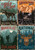 Image of National Parks A3 Rice Decoupage Paper. A vintage-style quadriptych featuring four posters, each with a distinct graphic of wildlife and outdoor scenes, and phrases like "Wild Zone, National Park" "Adventure Awaits, Wild Nature" "Wanderlust, Never Stop Exploring," and "National Park Camping, Wild Zone Estd. 1987."