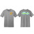 Image of the Scrubb Club T-Shirt. Gray crew neck t-shirt with the Scrubby logo on the front on top of the left breast area with an orange and orange slice. On the back, "SCRUBB CLUB" is written in yellow lettering with blue and white bubbles surrounding the writing.