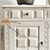 A light beige cabinet with ornate detailing and square patterns, featuring a single drawer and door. Black arrows point to the door with a label reading “Van Dyke Brown Glaze.” Text “ATELIER 13LX” runs vertically along the left side.