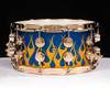 DW Collector's 7x14 Purpleheart Snare Drum - Gold Hot Rod Flames