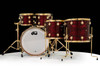 DW Collector's Maple/Mahogany 5pc Kit- Red Silk Onyx w/Gold Hardware