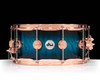 DW Collector's Series 6.5x14 Quilted Maple on 12ply VLT Shell with Copper Hardware - Transparent Regal to Black Burst front view