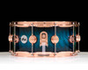 DW Collector's Series 6.5x14 Quilted Maple on 12ply VLT Shell with Copper Hardware - Transparent Regal to Black Burst side view