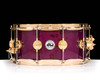 DW Collector's Series 6.5x14 Mapa Burl on Cherry Purple Core Shell with GD Hardware - Transparent Ultraviolet Purple front view