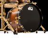 DW Collector's 5pc SSC Maple Kit - Honey to Ebony Satin Oil Burst with Gold kick view