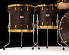 Yamaha PHX Hybrid Shell Drum Set 8/10/12/14/16/22 – Matte Black with Gold Hardware floor tom view closeup