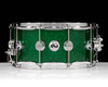 DW Collector’s Series 6.5x14 SSC Maple Snare Drum – Green Glass w/ Chrome Hardware front view