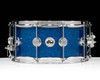 DW Collector’s Series 6.5x14 SSC Maple Snare Drum – Blue Glass w/ Chrome Hardware front view