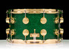 DW Collector’s Series 8x14 SSC Maple Snare Drum – Green Glass w/ Gold Hardware side view