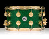 DW Collector’s Series 8x14 SSC Maple Snare Drum – Green Glass w/ Gold Hardware front view