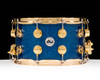 DW Collector’s Series 8x14 SSC Maple Snare Drum – Blue Glass w/ Gold Hardware front view