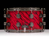 DW Collector's SonicPly 8x14 Snare - Twisted Red Lava with Black Nickel side view