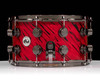 DW Collector's SonicPly 8x14 Snare - Twisted Red Lava with Black Nickel side view