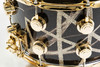 DW Collector's SonicPly 7x14 Snare - Smoke Glass Contrails Gold Hardware closeup view