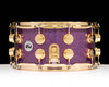 DW Collector's SSC Maple Snare Drum 7x14 Gold Double Row Lugs - Purple Drift side view