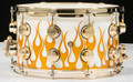 DW Collector's Series 8x14 Gold Hot Rod Flames Snare Drum Maple VLT