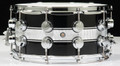 DW Collector's Series 7x14 Black Lacquer Silver Foil Rally Stripe Snare