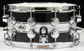 DW Collector's Series 7x14 Black Lacquer Silver Foil Rally Stripe Snare